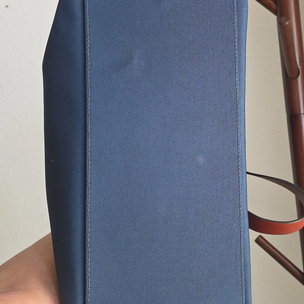 Dooney & Bourke Nylon Navy Tote Bag with Brown Leather - Picture 4 of 9
